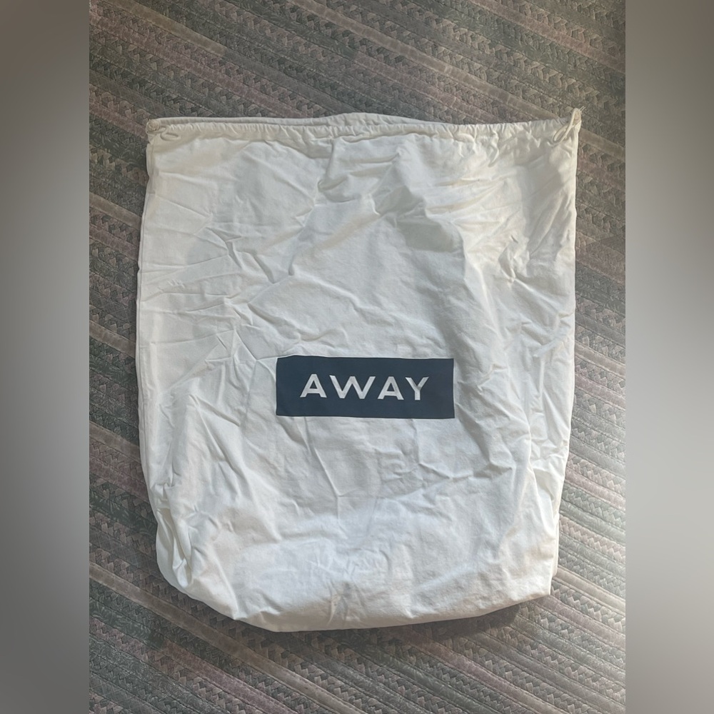 AWAY Large White Bags Drawstring Blue Logo Dust Bag Laundry 25x23x7” Cotton